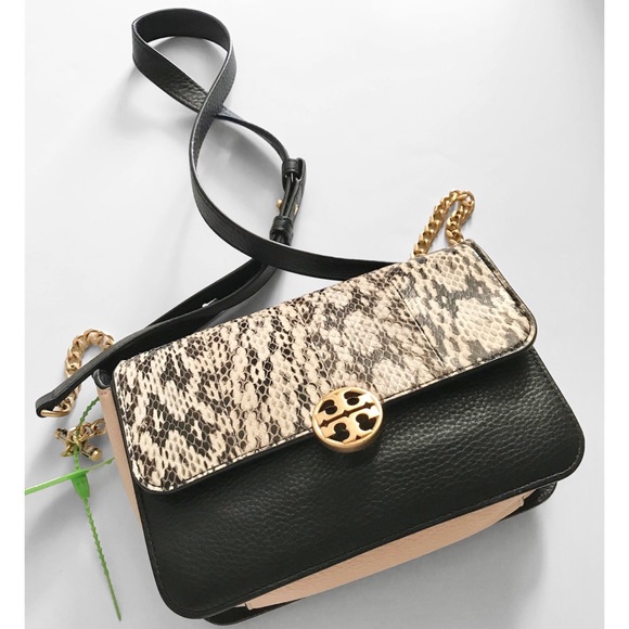 TORY Burch Chelsea Colorblock Snake Classic Flap Mini Crossbody Bag - Picture 16 of 16